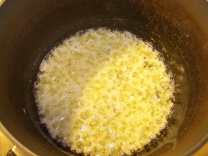 Butter and allium products bubbling
