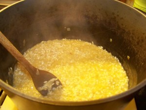 Adding some stock, then stirring, and stirring, and stirring...