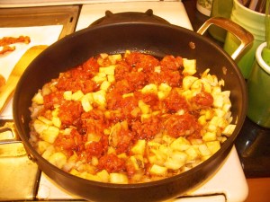 Chorizo and onions and plantains, oh my!