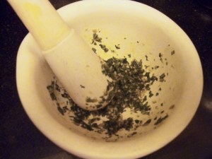 Mint and garlic get all muddled up.